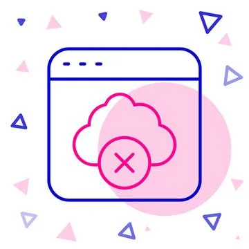 Line Failed access cloud storage icon isolated on white background. Cloud 스톡 일러스트