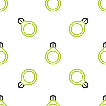 Line Fantasy magic stone ring with gem icon isolated seamless pattern on white Illustrazione stock