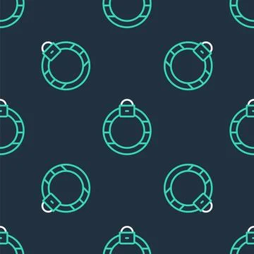 Line Fantasy magic stone ring with gem icon isolated seamless pattern on bl.. Stock Illustration