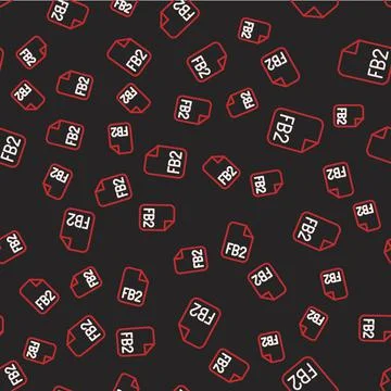 Line FB2 File icon isolated seamless pattern on black background.  Vector Stock Illustration