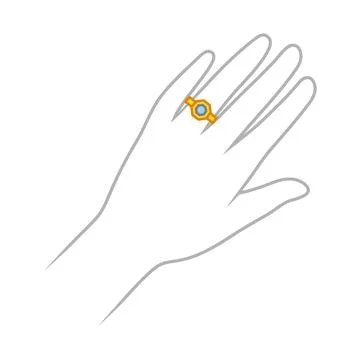 Line female hand with ring. Stylized illustration. Image for jewelry shop. イラスト素材