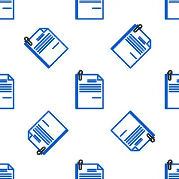 Line File document and paper clip icon isolated seamless pattern on white Stock Illustration