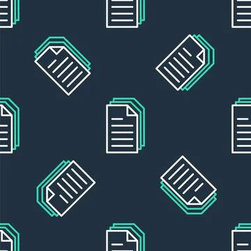 Line File document icon isolated seamless pattern on black background. Checklist Stock Illustration