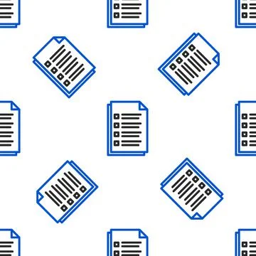 Line File document icon isolated seamless pattern on white background. Checklist Stock Illustration