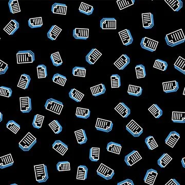 Line File document icon isolated seamless pattern on black background. Checklist Stock Illustration