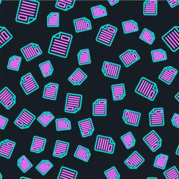 Line File document icon isolated seamless pattern on black background. Checklist Illustrazione stock