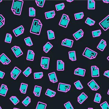 Line File document icon isolated seamless pattern on black background. Checklist Illustrazione stock