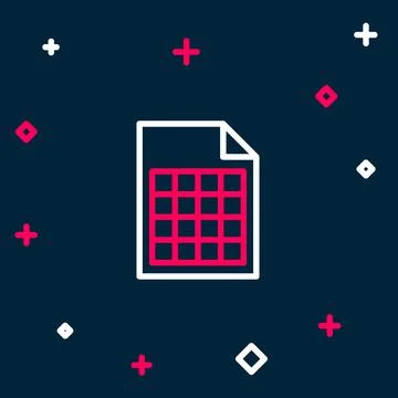 Line File document icon isolated on blue background. Checklist icon. Business Illustrazione stock