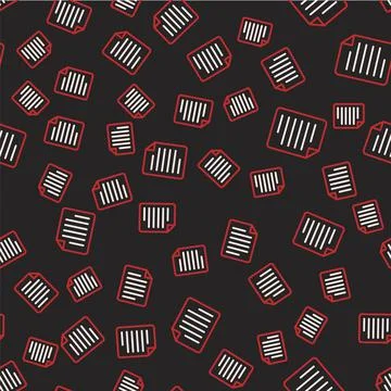 Line File document icon isolated seamless pattern on black background. Checklist イラスト素材