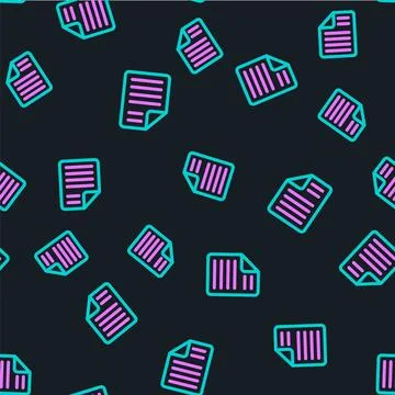 Line File document icon isolated seamless pattern on black background. Checklist Illustrazione stock