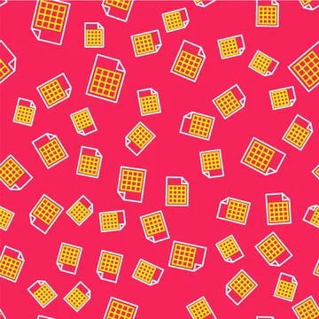 Line File document icon isolated seamless pattern on red background. Checkl.. Stock Illustration