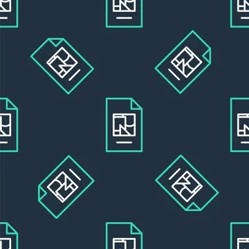 Line File document with illustration icon isolated seamless pattern on black Stock Illustration