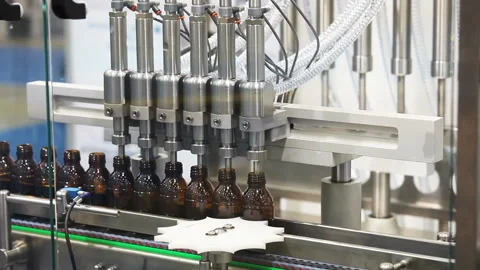In-Line Filler machine Stock Footage 88616074