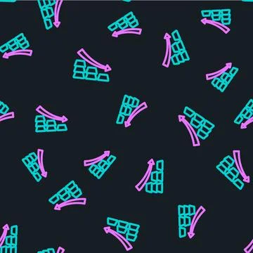 Line Finance falling chart arrow with gold bars icon isolated seamless pattern 스톡 일러스트