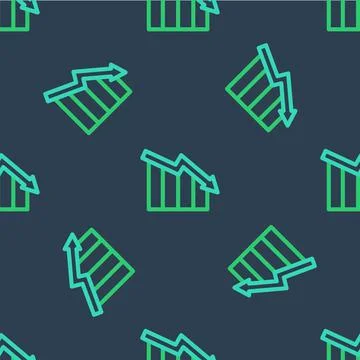 Line Financial growth decrease icon isolated seamless pattern on blue background Stock Illustration