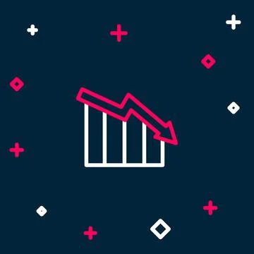 Line Financial growth decrease icon isolated on blue background. Increasing Stock Illustration