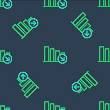 Line Financial growth decrease icon isolated seamless pattern on blue background Stock Illustration