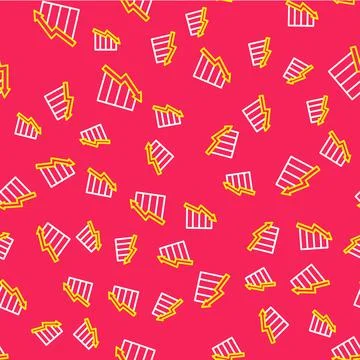 Line Financial growth decrease icon isolated seamless pattern on red backgrou Stock Illustration