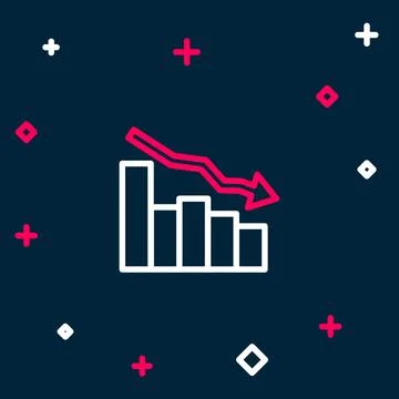 Line Financial growth decrease icon isolated on blue background. Increasing Stock Illustration