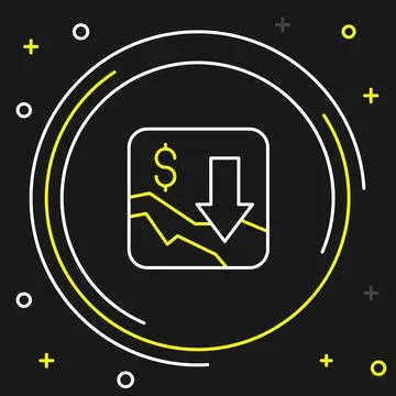 Line Financial growth decrease icon isolated on black background. Increasin.. Stock Illustration