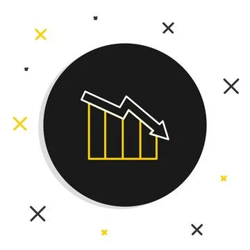 Line Financial growth decrease icon isolated on white background. Increasin.. Stock Illustration