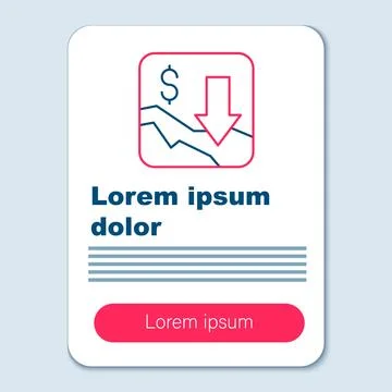 Line Financial growth decrease icon isolated on grey background. Increasing.. Stock Illustration