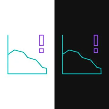 Line Financial growth decrease icon isolated on white and black background... Stock Illustration
