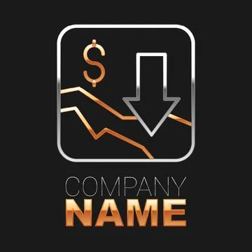 Line Financial growth decrease icon isolated on black background. Increasin.. Stock Illustration