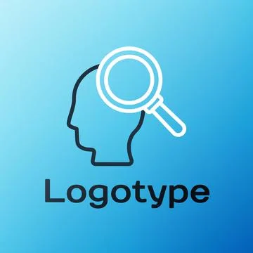 Line Finding a problem in psychology icon isolated on blue background. Colorful Stock Illustration
