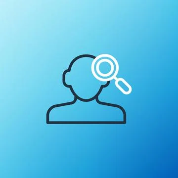 Line Finding a problem in psychology icon isolated on blue background. Colorful Stock Illustration