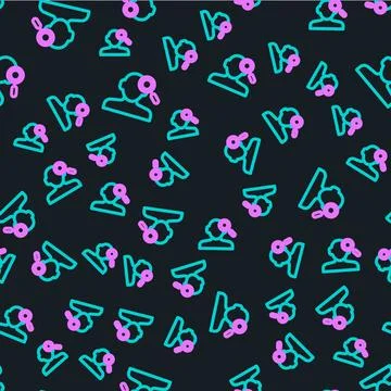 Line Finding a problem in psychology icon isolated seamless pattern on blac.. 스톡 일러스트