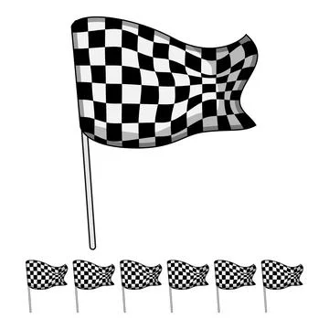 Line finish flag cartoon vector graphic Stock Illustration