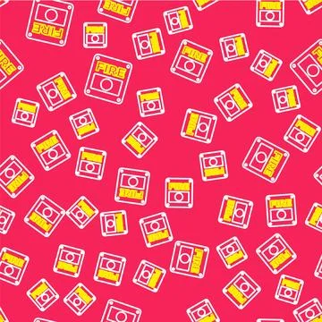 Line Fire alarm system icon isolated seamless pattern on red background. Pu.. Stock Illustration
