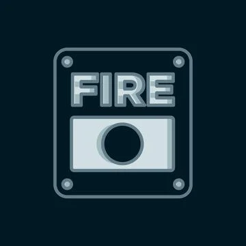 Line Fire alarm system icon isolated on black background. Pull danger fire .. Illustrazione stock