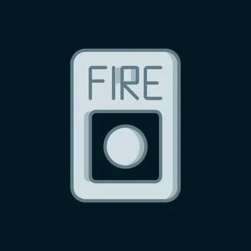 Line Fire alarm system icon isolated on black background. Pull danger fire .. Stock Illustration