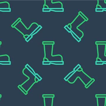 Line Fire boots icon isolated seamless pattern on blue background. Vector Stock Illustration