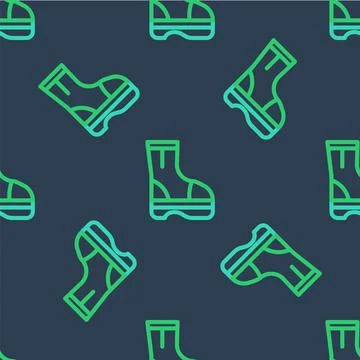 Line Fire boots icon isolated seamless pattern on blue background. Vector Illustrazione stock