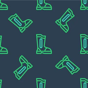 Line Fire boots icon isolated seamless pattern on blue background. Vector 库存插图