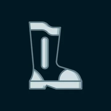 Line Fire boots icon isolated on black background. Flat filled outline styl.. Stock Illustration