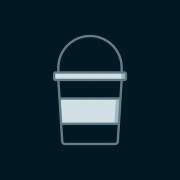 Line Fire bucket icon isolated on black background. Metal bucket empty or w.. Stock Illustration