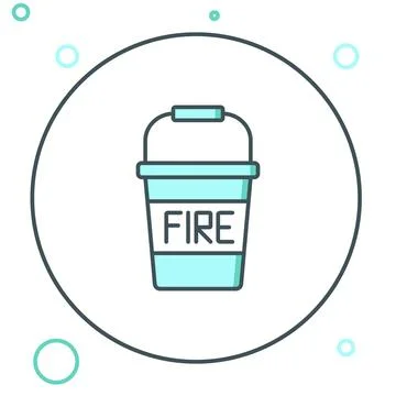 Line Fire bucket icon isolated on white background. Metal bucket empty or w.. Stock Illustration