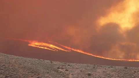 Line of Fire Burning in California Stock Footage 138486867