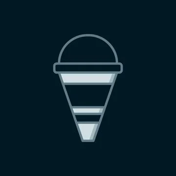 Line Fire cone bucket icon isolated on black background. Metal cone bucket .. Stock Illustration