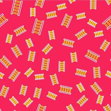 Line Fire escape icon isolated seamless pattern on red background. Pompier .. Illustrazione stock