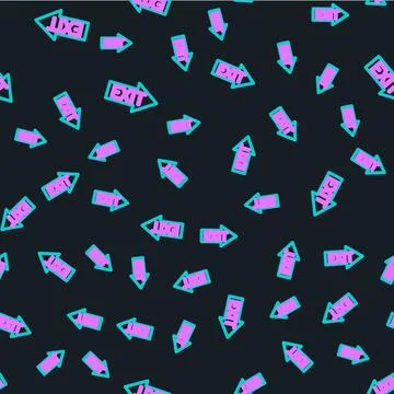 Line Fire exit icon isolated seamless pattern on black background. Fire Stock Illustration