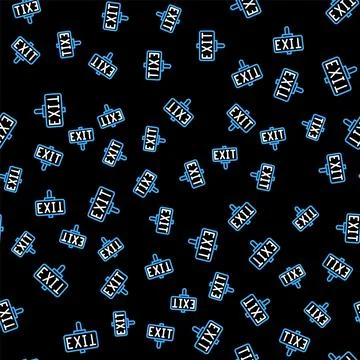 Line Fire exit icon isolated seamless pattern on black background. Fire Stock Illustration