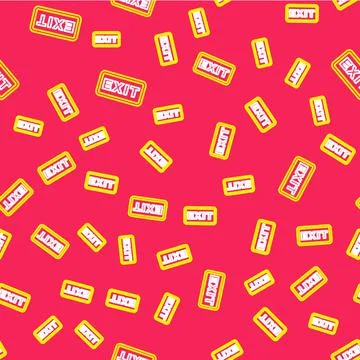 Line Fire exit icon isolated seamless pattern on red background. Fire emergency Stock Illustration
