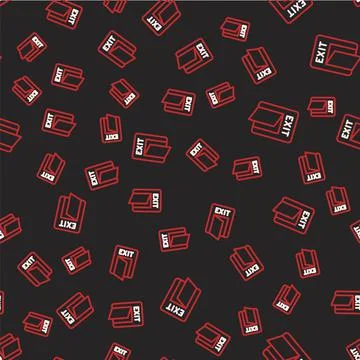 Line Fire exit icon isolated seamless pattern on black background. Fire Stock Illustration