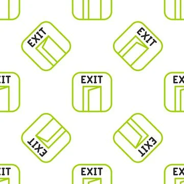 Line Fire exit icon isolated seamless pattern on white background. Fire eme.. Illustrazione stock