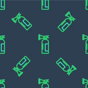 Line Fire extinguisher icon isolated seamless pattern on blue background. Vector 库存插图